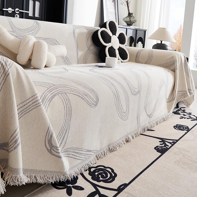 Chenille Sofa Towel Corrugated Lines Modern Simple Four-season Universal Sofa Cushion Cover Blanket Full Cover Sofa Cover