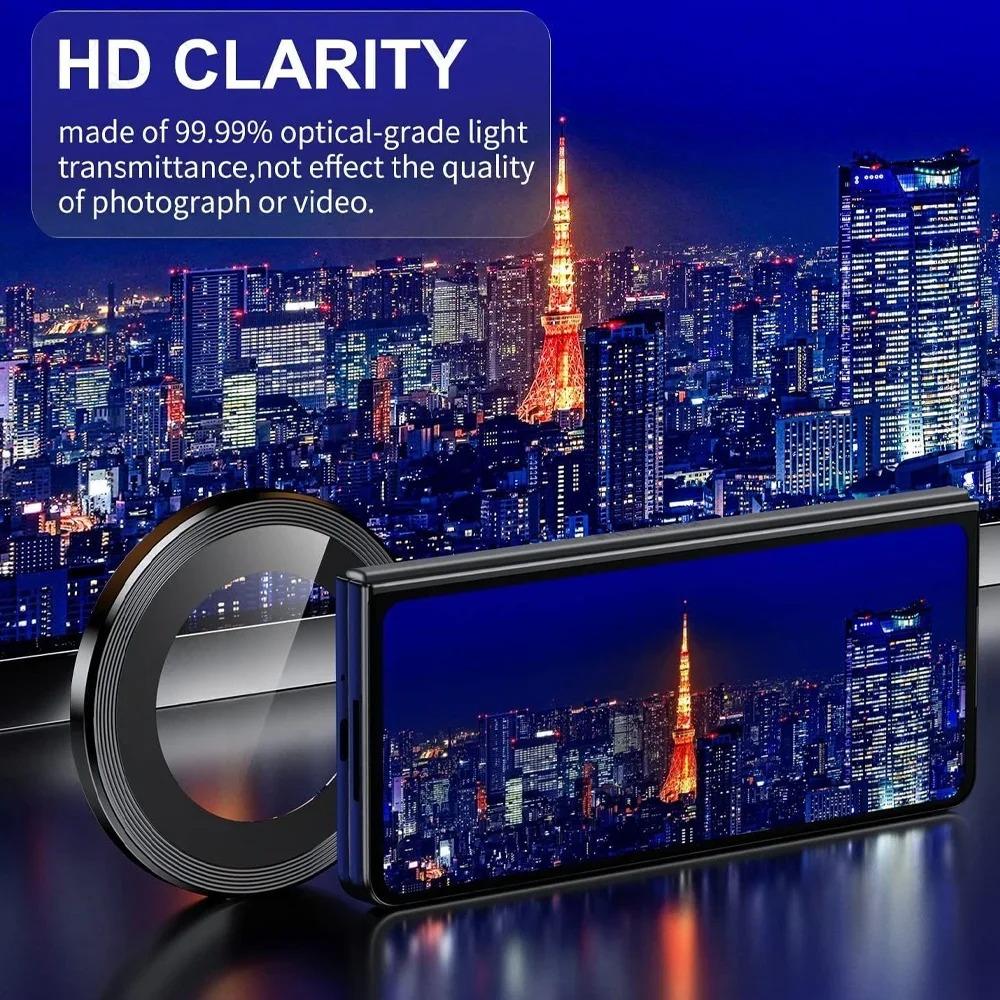 1Set HD Full Coverage Metal Ring Tempered Glass Lens Cover For Samsung Galaxy Z Fold 7 6 5 4 Anti-scratch Camera Protector Film