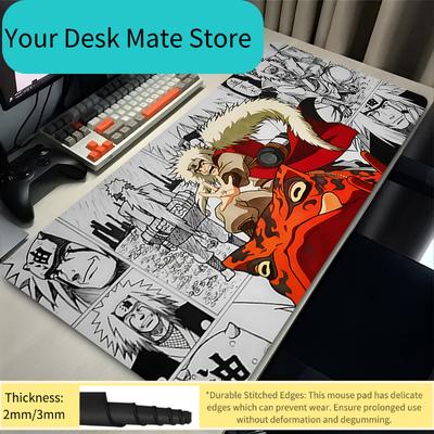 Mauspad Gamer Anti-Rutsch Anime N-Naruto Jiraiya Schreibtischunterlage Gaming PC Zubehör Tablet-Pad Großes Mauspads Erweitertes Tastaturpad