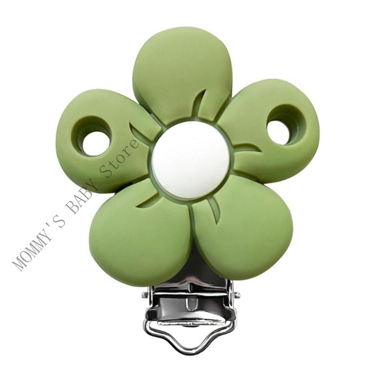 

Soft Baby Pacifier Clip Secure Attachment Colorful Design Feature Flower Accent For Daily Activities Travel