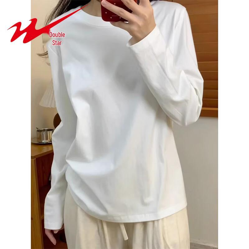 Женская однотонная хлопковая футболка с длинным рукавом Shuangxing XL