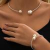 Openable Bracelet Bridal Jewelry Sets Adjustable Rhinestones Necklace Bracelet  Gift