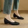 Fashion 2025 New Genuine Leather pumps Fashion Slip-On Spring Women's Shoes med-heel Square Toe Boat Shoes Handmade Size 34-41