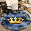 1pc Crown PrintChair Carpet for Office, Indoor Non-Slip Washable Polyester Fiber Carpet, Mat For Office, Machine Washable