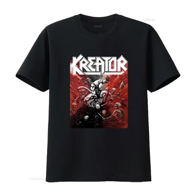 Kreator Pleasure To Kill Black T Shirt Heavy Metal Band Skull Skeleton Design Music Fan Vintage Washed Graphic Unisex Soft