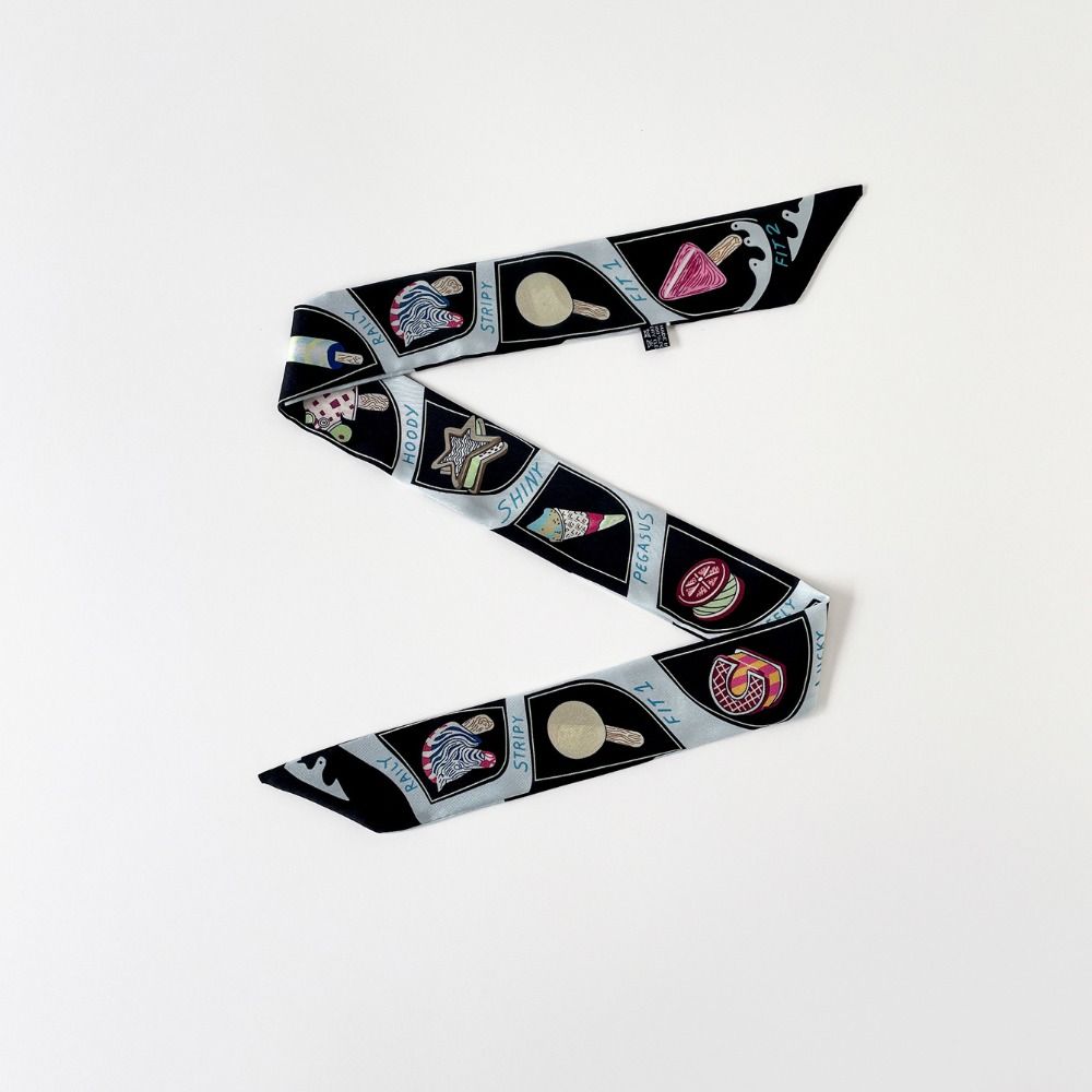 Printed Plaid Scarf Bow Ties Long Ribbon Scarves Elegant Long Silk Scarf  Neckerchief Decoration