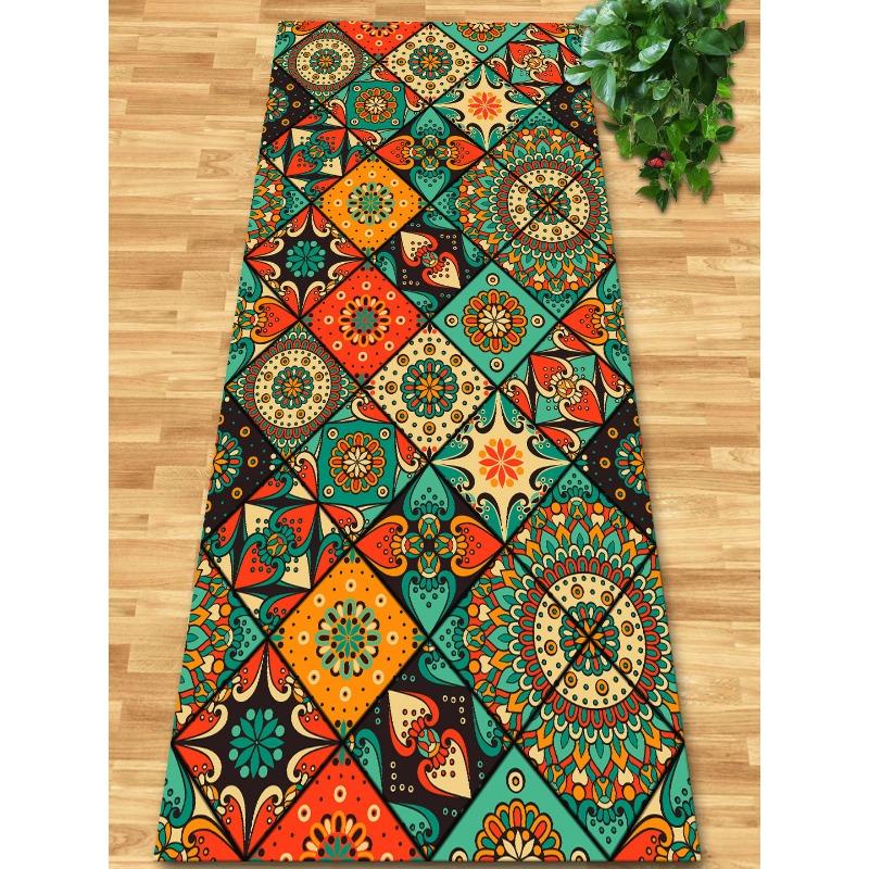 Flowers and Plank Home Balcony 3D Passageway Long Corridor Carpet Spring Floral Pattern Entryway Stairway Rugs Room Aisle Mat