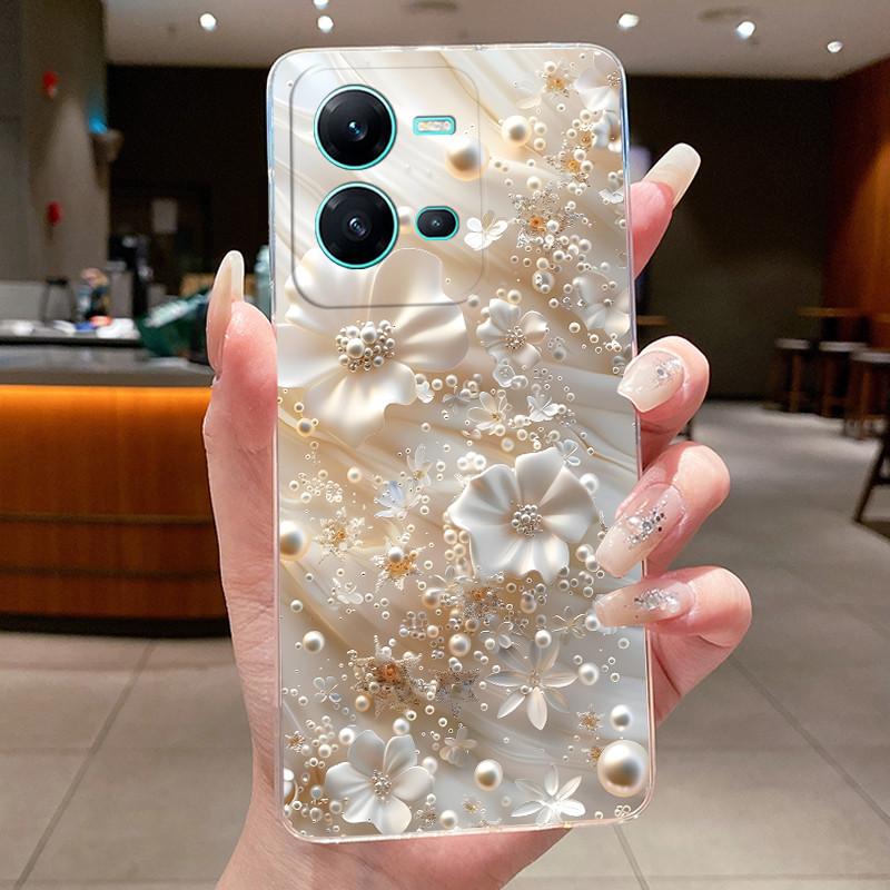 Case For Vivo V25 V25E Capa Protective Cases For Vivo V25 Pro S15 Pro Shell Coque Flower Butterfly Soft Silicone TPU Phone Cover