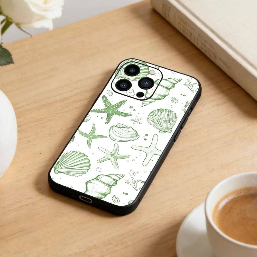 Colorful Marine Organism Phone Case For iPhone 17 16 15 14 13 12 Max Plus Silicone Black Cover