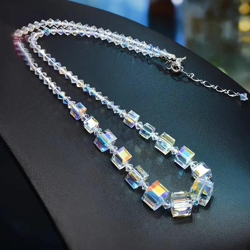 Kristallblock-Halskette Mode Minimalistisches Design Bunter Choker für Damen Tägliches Tragen