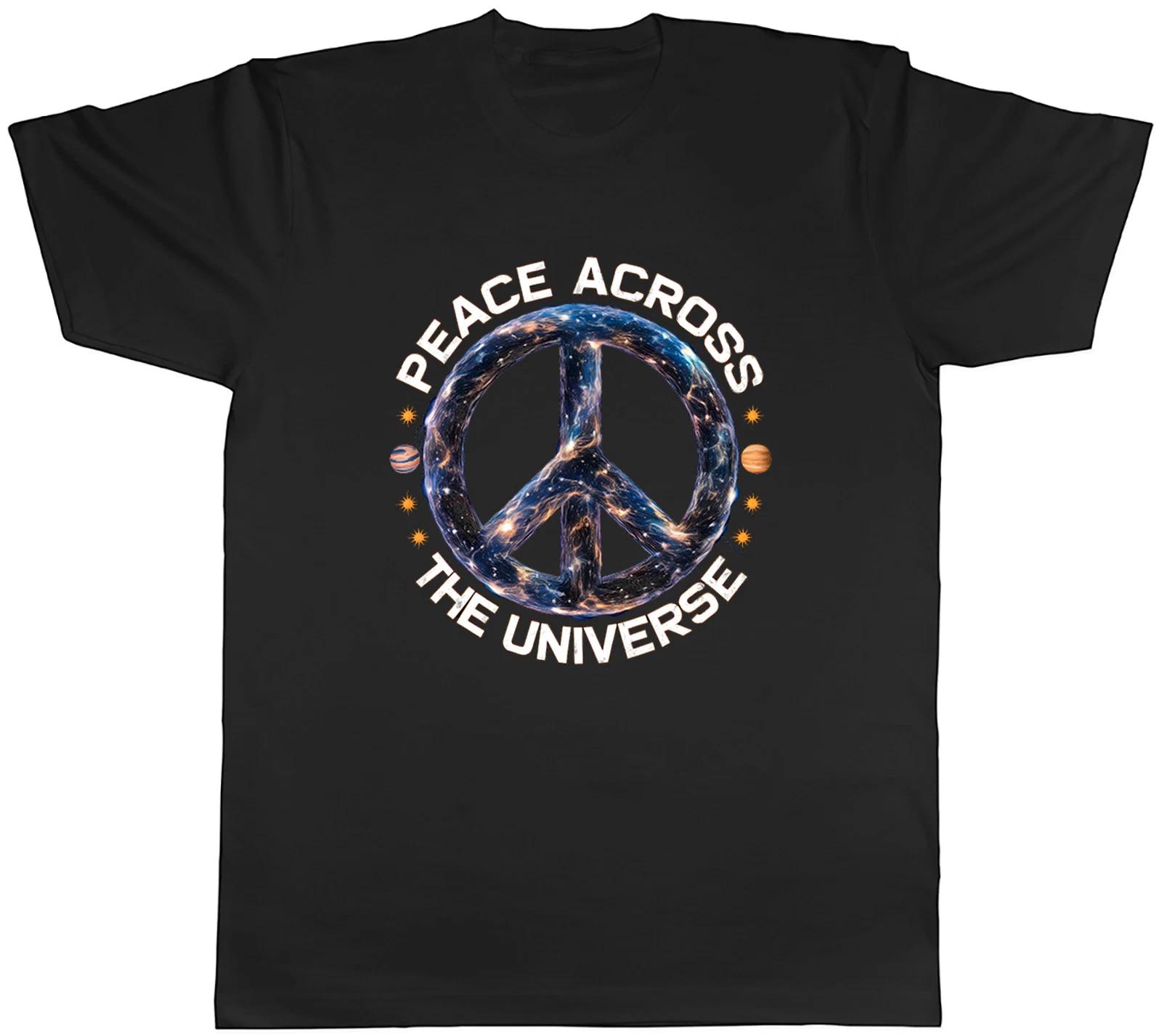 Cosmic Peace Universe Mens T-Shirt Stars Planets Space Unity Tee Gift S