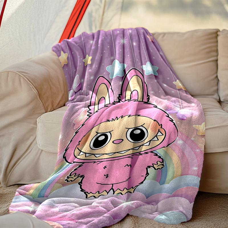 1 Stück LABUBU Decke, Gemütliche bedruckte Überwurfdecke, Ein herzliches Geschenk für Ihre Familie und Freunde