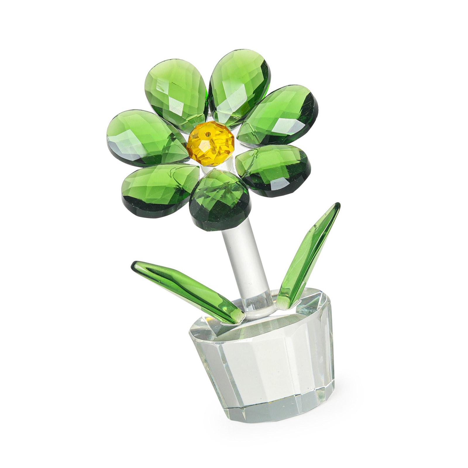 Brightly Crystal Sun Flowers Figurine Display, Dazzlings Reflection Sun Flowers Statues for Unique Home Decorations зелёный