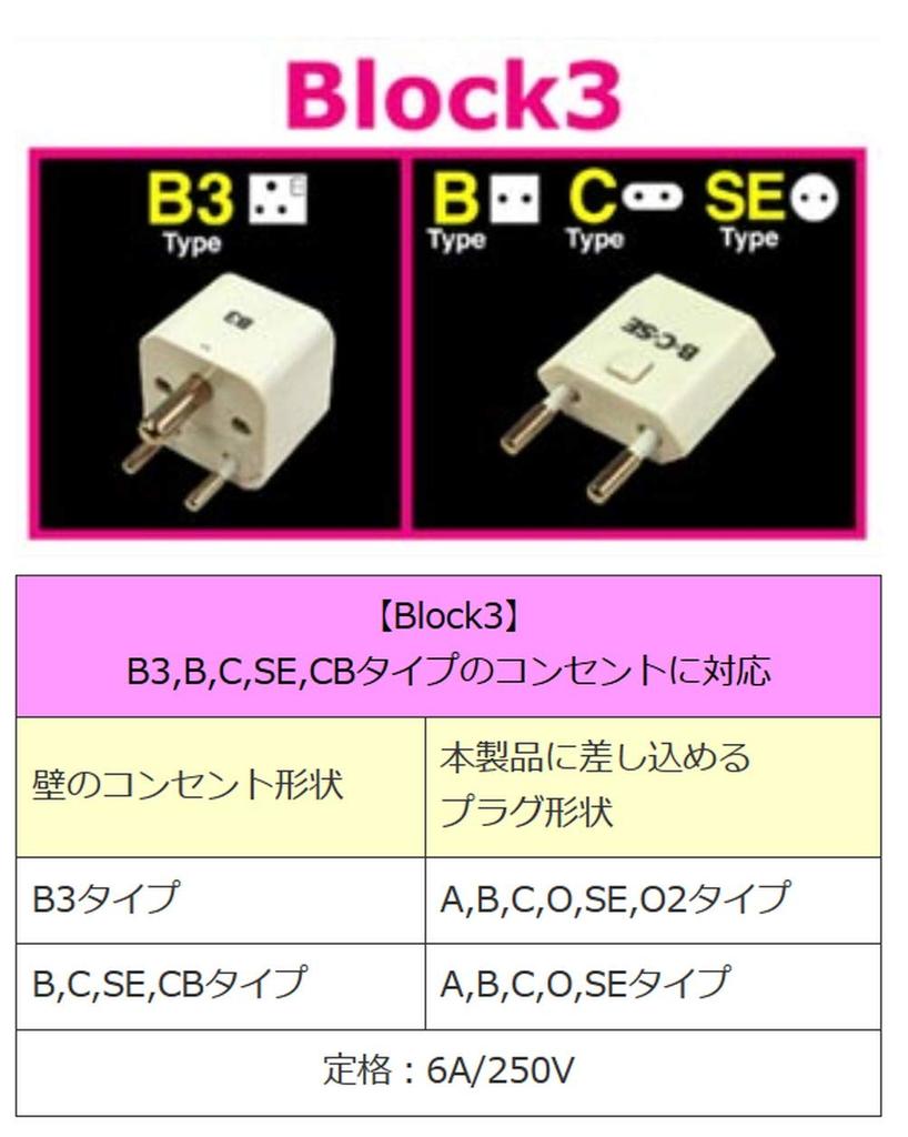 Kashimura Block Type Conversion Plug for Overseas Use Kamui NTI-142