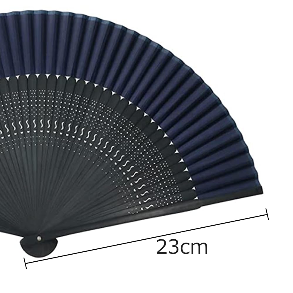 [Keichido] Plain Folding Fan with Gift Box, 03, Navy Blue