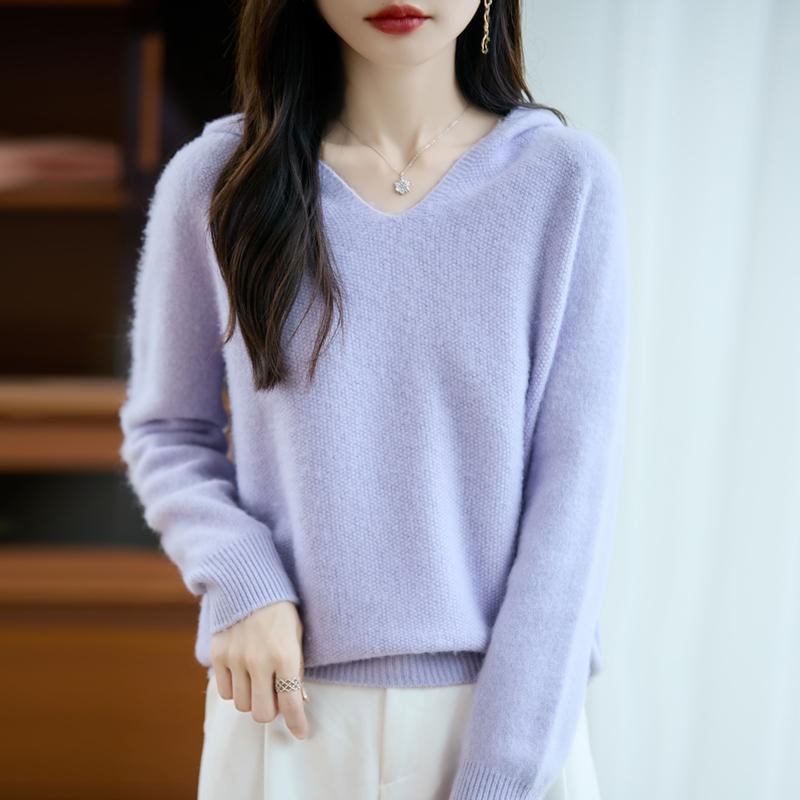 Women's cashmere sweater Qinghe cashmere 30% cashmere 70% wool autumn and winter pullover warm and fashionable