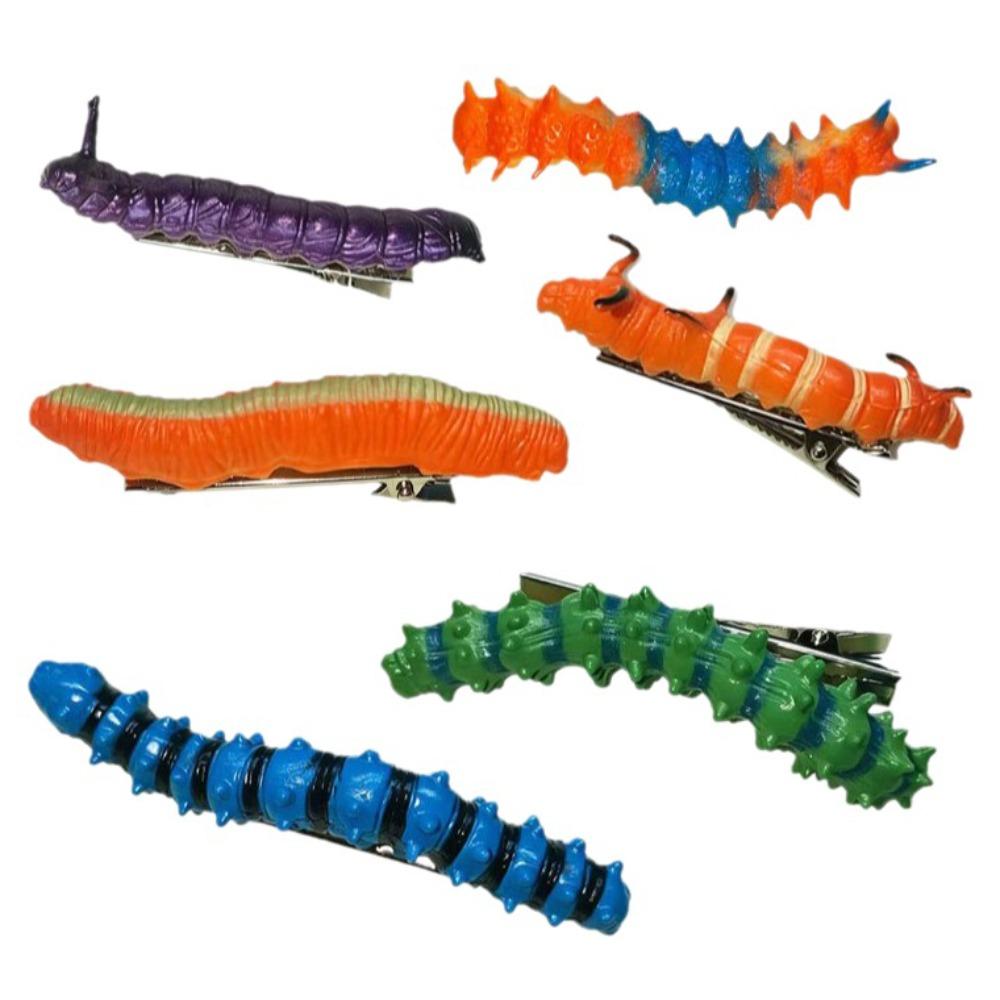 6/12Pcs Realistic Caterpillars Hair Clips Creative Funny Crawl Insect Hairpins Strong Grip Animal-shaped Halloween Hair Claw