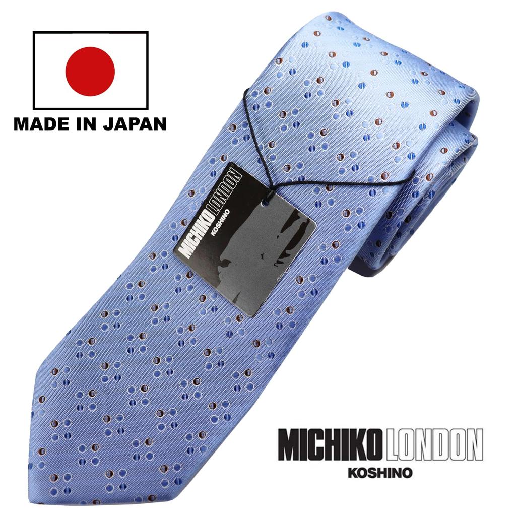 [Michiko London] Wrinkle-resistant Bonded Fabric with Lining for Added Volume. Made In Japan. KOSHINO Brand Tie. Small Pattern. 100% Silk. Unisex.