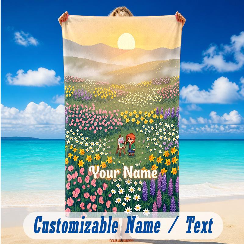 Beach Towel Custom Name Text, Quick Dry Large Towel For Beach HomeStardew Valley