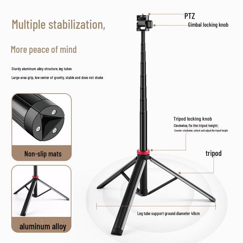 MT79 2m Aluminum Alloy Retractable Selfie Light Stand - Universal, Multi-Functional, Stable Lighting Adjustment