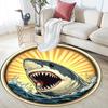 Great White Shark Round Area Rug,Carpet Rug for Living Room Bedroom Sofa Playroom Decor,Non-slip Floor Mat