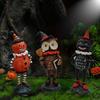 Halloween Gift for Friends Wooden Resin Figurines, Pumpkin Scarecrow Wizard Owl Black Cat Hand Carved Style Decorations Statue, Rustic Desktop
