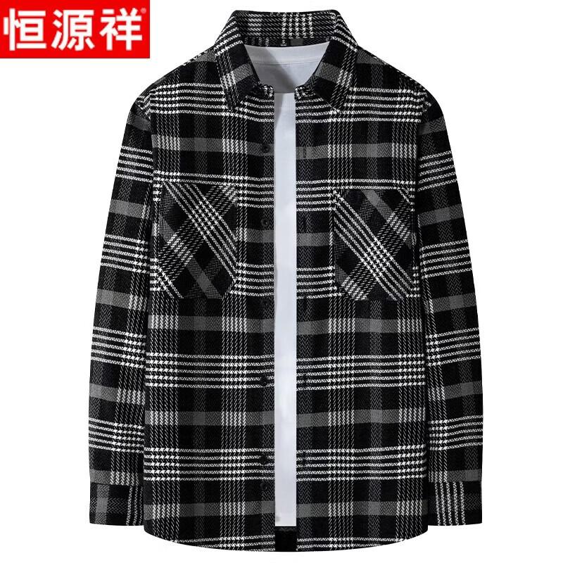 

Hengyuanxiang Men s Plaid Casual Long-Sleeve Shirt XL