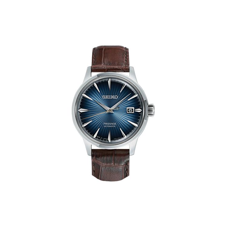 SEIKO Mechanical Movement Leather Strap Watch Men s Watches Blue Dial SRPK15J1 Blue Dial