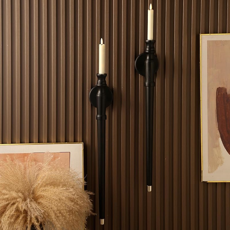 Wall Candle Sconces Set of Two, Wooden Wall Candle Holder. Farmhouse Candle Sconces Wall Decor Set of 2. Taper Candle Wall Sconce for Taper Candle. чёрный