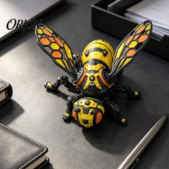 Precision 3D Printed Gift Articulated Bee Figure Toy, Keychain Ornament, Posable Mechanical Futuristic Home Decor Insect Figurine for Desktop