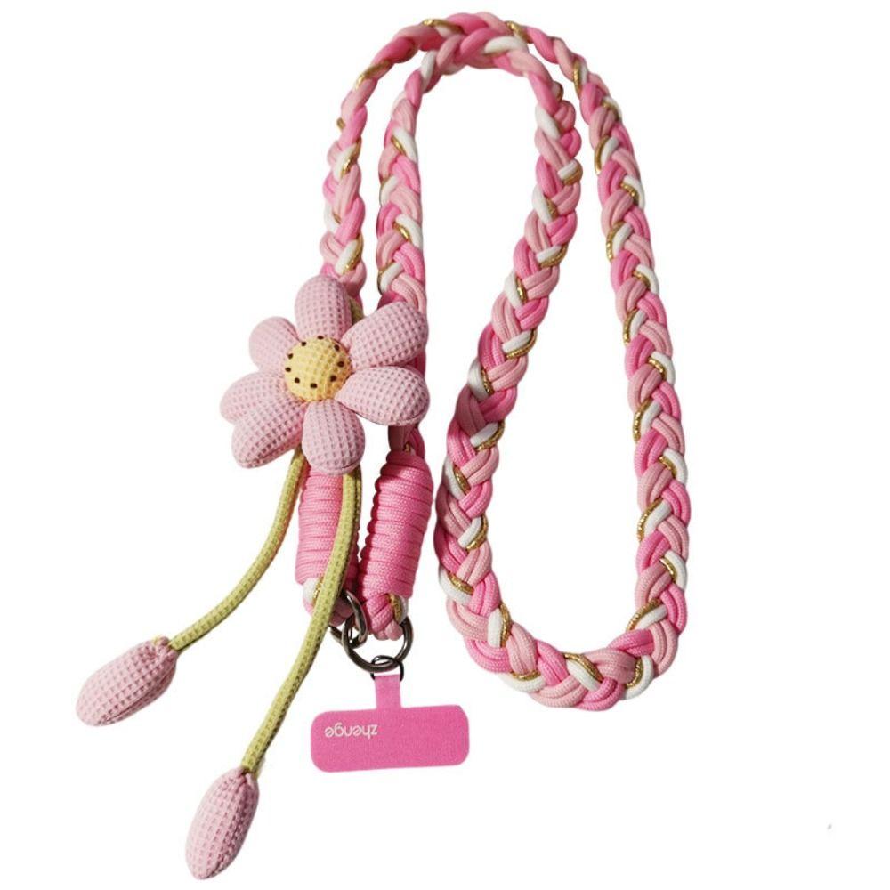 Phone Charm Flowers Phone Lanyard Crossbody Cell Phone Strap Phone Woven Chain  Hanging Ornament