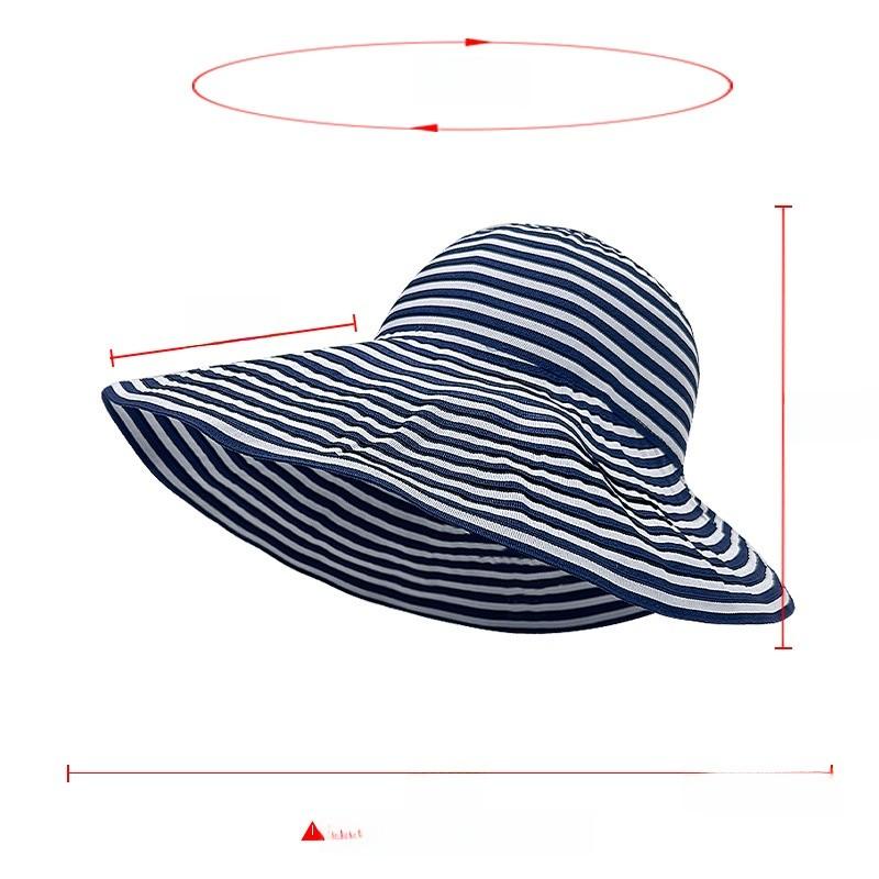 Foldable Sunshade Fisherman Hat With Wide Brim And Striped Pattern For Summer Outdoor Activities