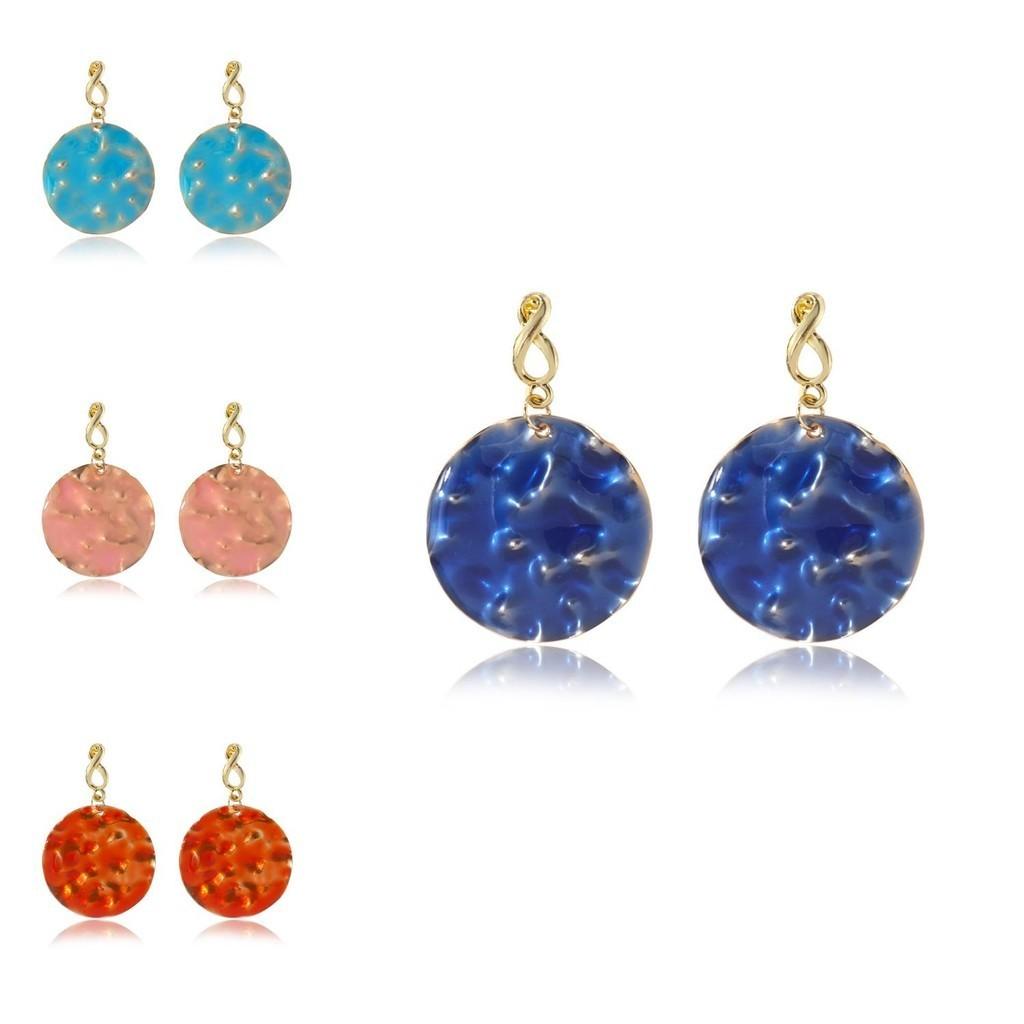 Stylish Alloy Round Drop Earrings Fashionable Metal Studs For Women In Multiple Colors