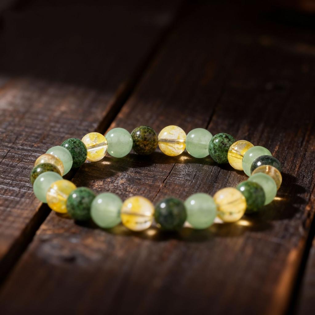 Festive Gifts Green Aventurine Prehnite Citrine Beaded Bracelet Fresh Fashion Jewelry For Women Daily Wear Gift
