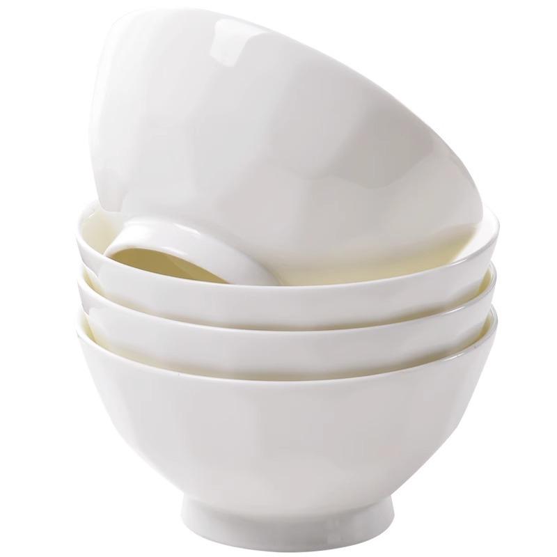 Bone Porcelain Bowl Household Pure White Senior Rice Bowl Internet Celebrity Thickened Ceramic Rice Bowl Japanese High Value Tableware