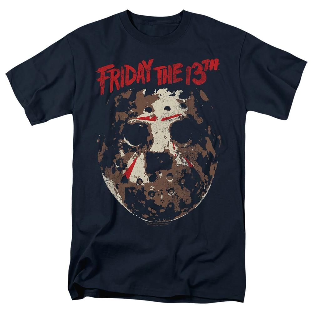 Friday The 13th - Rough Mask - Adult Unisex Short Sleeve T-Shirt - Blue XL