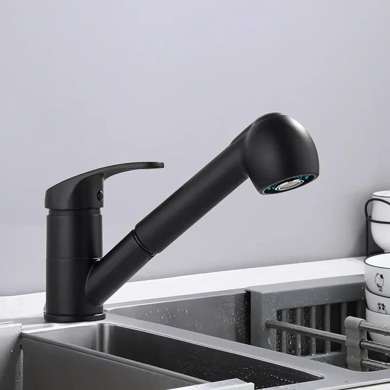 Bathroom Faucet Single Handle Spray Faucet Deck Mounted Pull Out Kitchen Mixer Faucet Universal Rotation Shower Nozzle Tap