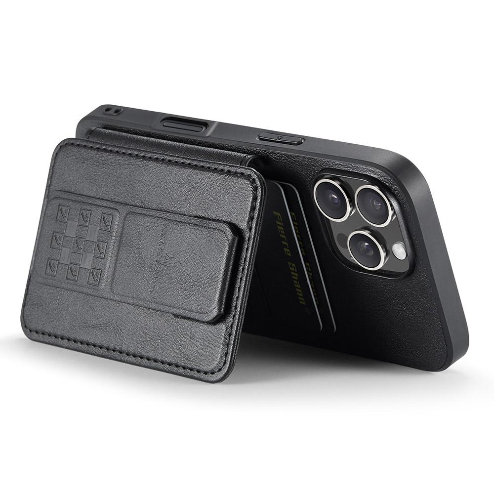 FIERRE SHANN 024 Style For iPhone 16 Pro Case Card Holder Kickstand Waxy Texture Leather+TPU Phone Cover