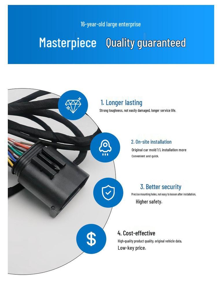 Compatible with 03-11 BMW 5 Series E60 Front Bumper Parking Sensor Wiring Harness 520/525 (61126928362).