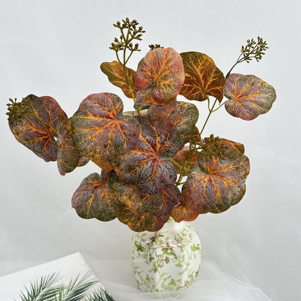 Silk Leaves Artificial Plant Multicolor Fake Plant Creative Faux Greenery Leaves Desktop Ornament