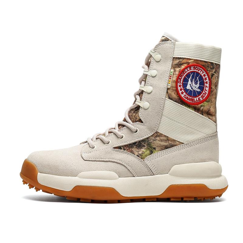 

3367 outdoor hiking shoes for men and women couples autumn and winter new camouflage high-top shoes for travel non-slip hiking boots 36