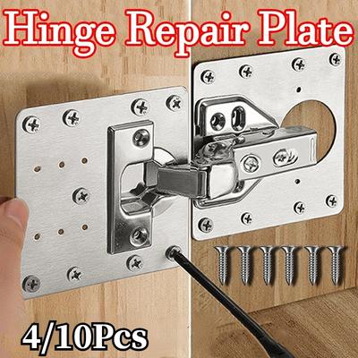 4/10Pcs Cabinet Hinge Repair Plate Kit Repair Side Panels Mount Plates Drawer Window Fixing Brace Brackets Furniture Accessories