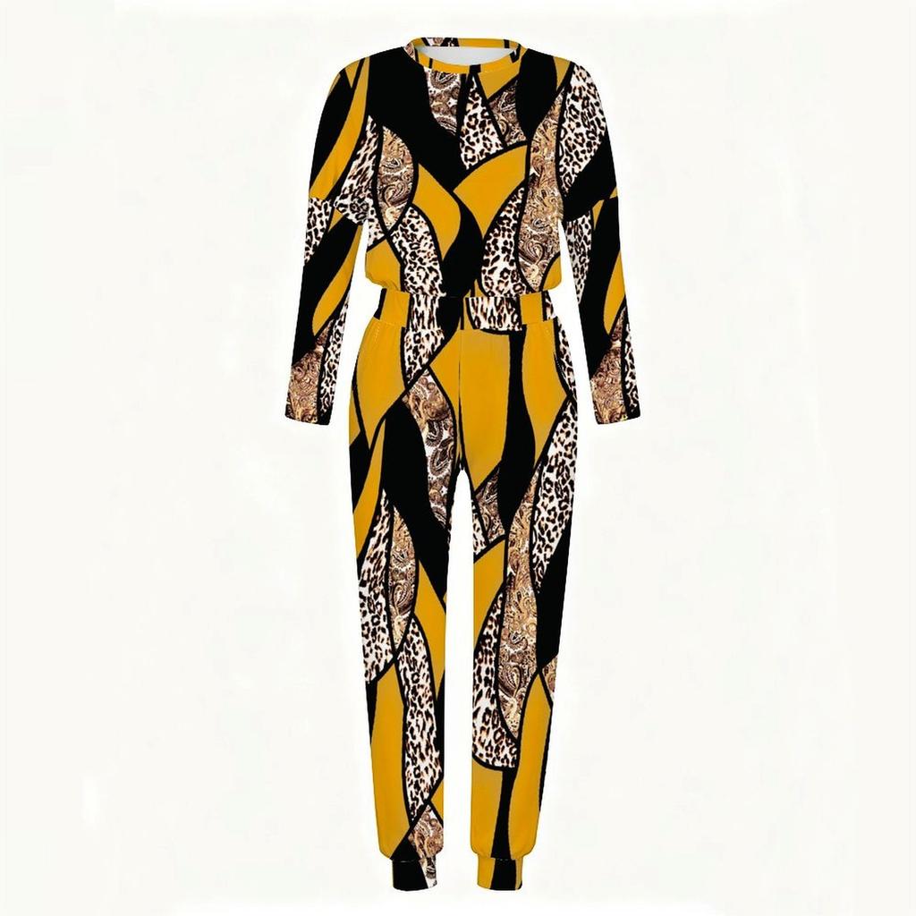 Women Oversized Long Sleeve Tee And Elastic Waist Straight Pants Two Piece Home Casual Suit