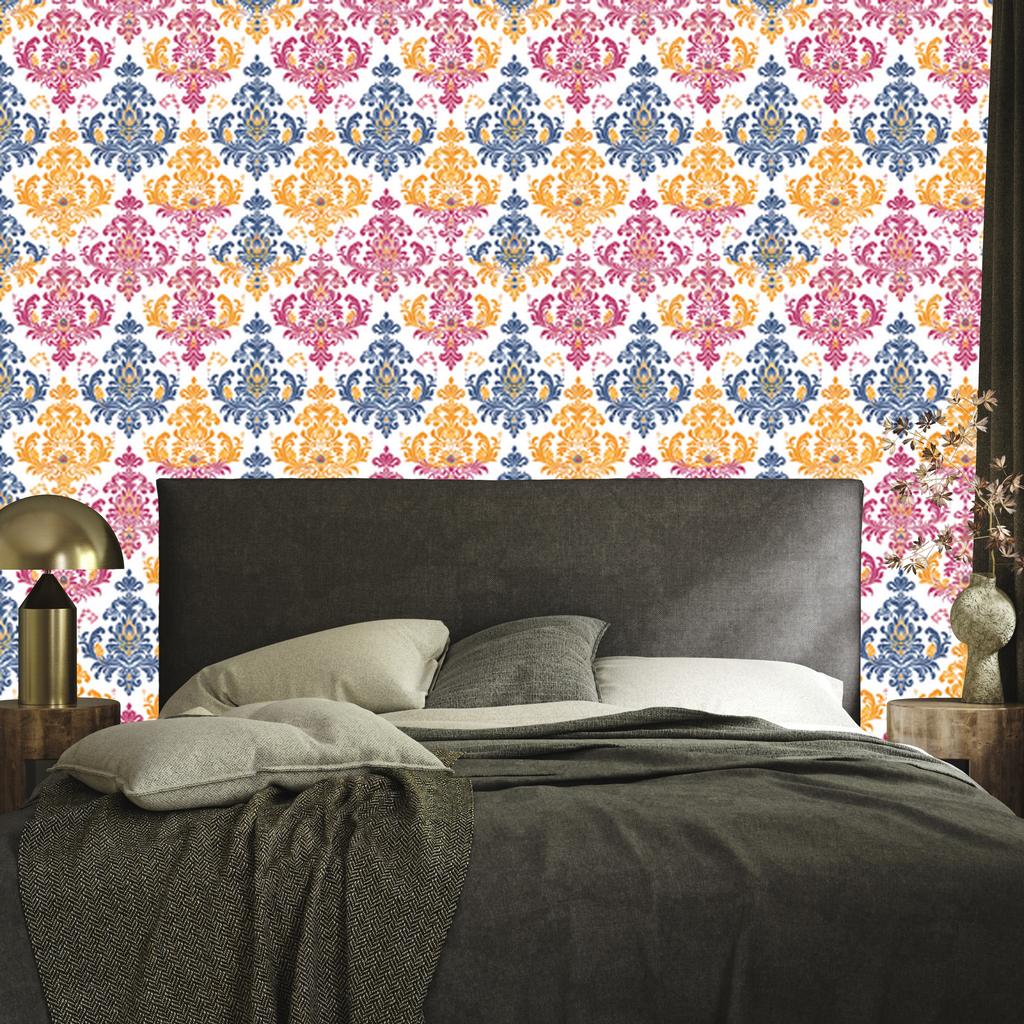 Baroque Damask Wallpaper Cream and Powder Pink 50x1000