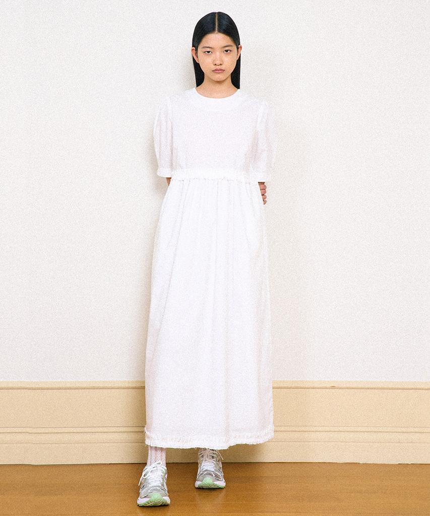 Partimento Woman Puff Sleeve Maxi Dress_White