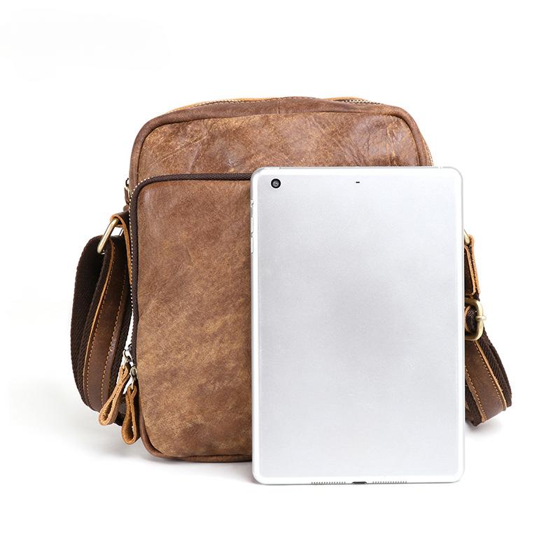 Leder Herrentasche Große Umhängetasche Messenger Bag Lässige Retro Rindsleder Herrentasche Herren Umhängetasche