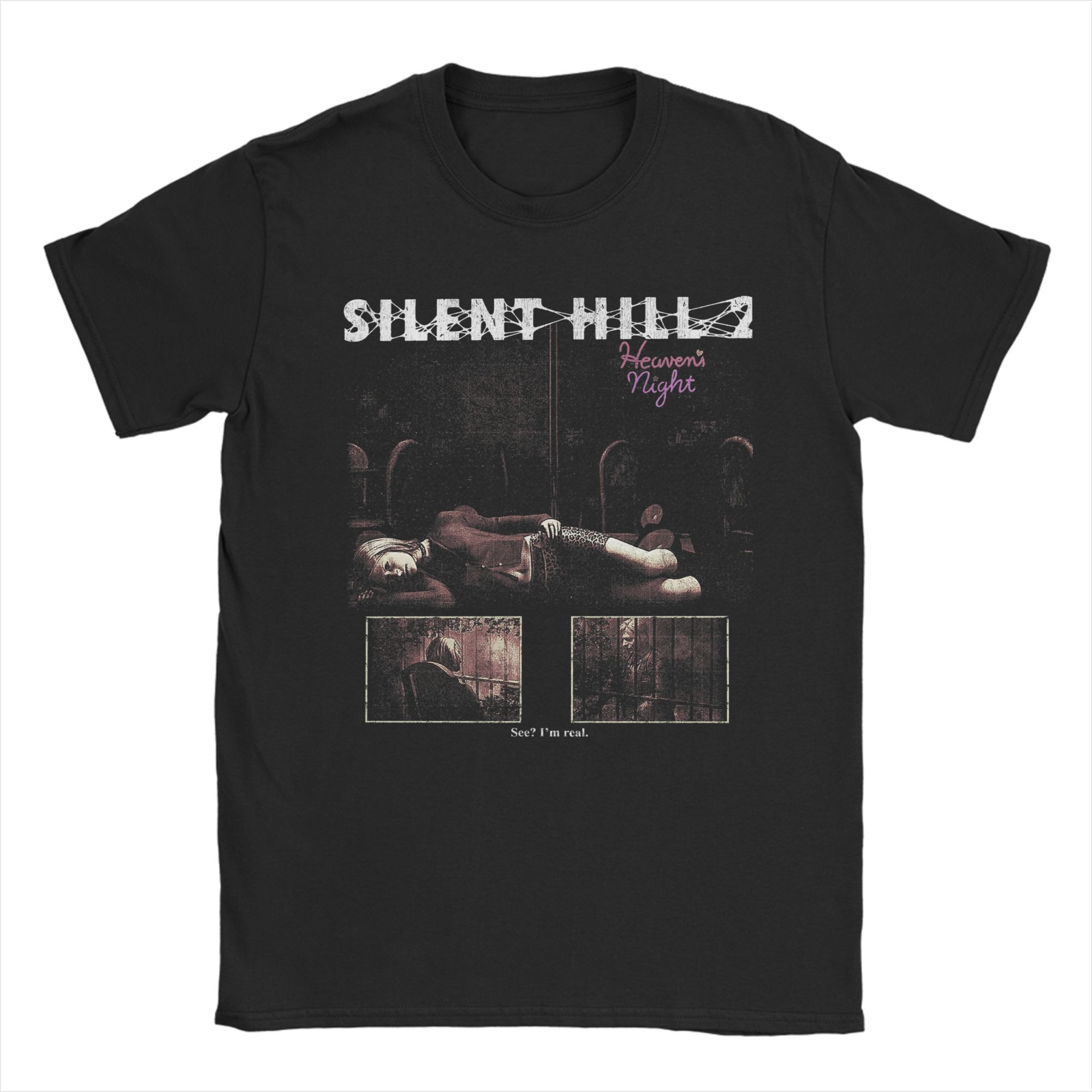 

Футболка з принтом Silent Hill Horror Game Heavens Night Літня футболка SH3 з меланжевої бавовни для чоловіків Хіппі футболка з коротким рукавом Топи L