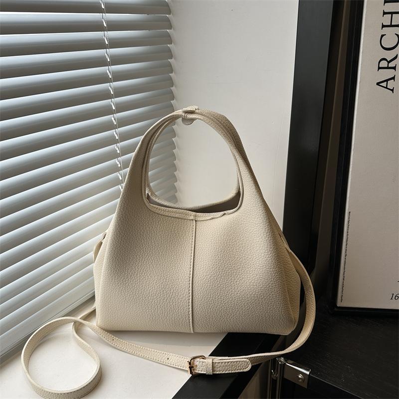Handbag lychee pattern leather vegetable basket messenger bag new solid color casual texture commuter women single shoulder