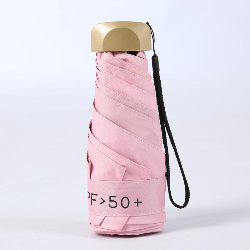 Black Vinyl UV Protection Mini Folding Umbrella - Portable, Full Blackout, Sun Shade Gift.