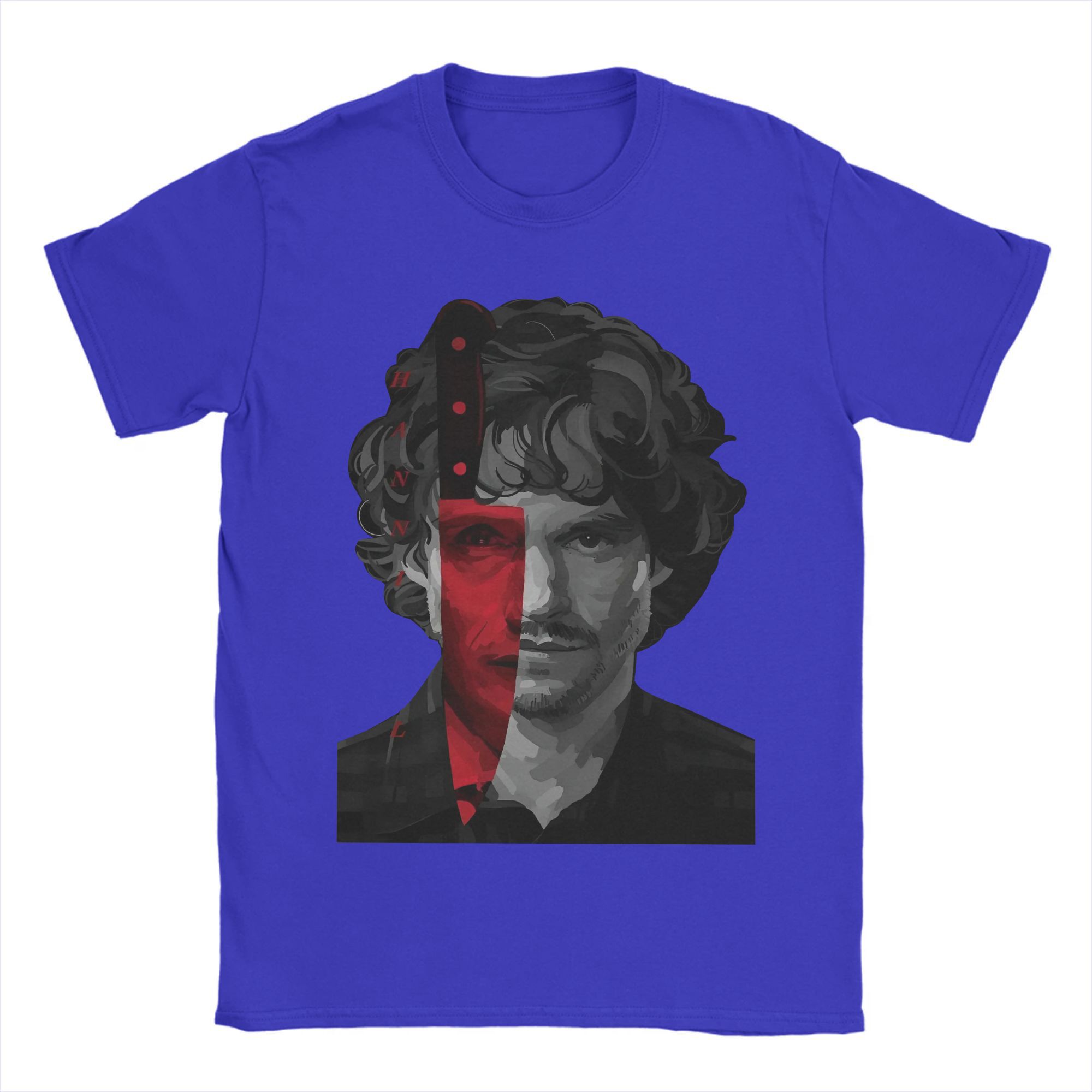 Mads Mikkelsen T-Shirt Herren 100% Baumwolle Lustiges T-Shirt Rundhals Hannibal T-Shirt Kurzarm Kleidung Einzigartig S black